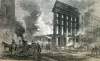 Destruction by fire of the former Old Society Library, New York City, February 12, 1867, artist's impression.