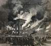 Fire destroying the New York Academy of Music and other buildings, New York City, May 21, 1866, artist's impression