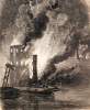 Grain Elevator on the Docks destroyed by draft rioters, New York City, July 15, 1863, artist's impression