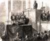 King Luis I of Portugal takes the oath to uphold the Constitution before the Cortes, December 1861, artist's impression