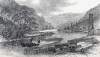 Hauling flatboats upstream, Oil Creek, Crawford County, Pennsylvania, December 1864, artist's impression