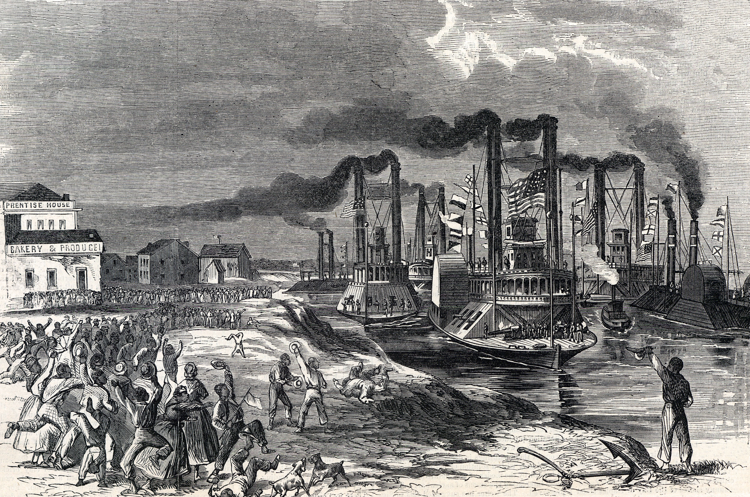 The Federal Fleet Docks At The Levee At Vicksburg Mississippi July 4