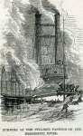 Burning of the Mississippi steamboat "Fashion," December 27, 1866, artist's impression.