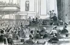 William A. Wheeler, newly elected president of the Convention, addressing the New York State Constitutional Convention, Albany, New York, June 4, 1867, artist's impression, detail.