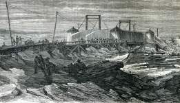 Ice Dam at the Long Bridge, Washington, D.C., February 6, 1867, artist's impression, detail.
