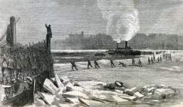 Rescue on the Ice Bridge across the East River, New York City, January 23, 1867, artist's impression.
