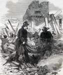Searching for remains following the June 6, 1867 boiler explosion in Philadelphia, artist's impression. 