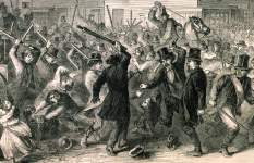 Rioting in New York City on Saint Patrick's Day, March 17, 1867, artist's impression, detail.