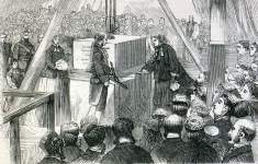 Queen Victoria laying the cornerstone of the Royal Albert Hall, Kensington, London, May 20, 1867, artist's impression.