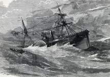 Sinking of the S.S. Daniel Webster, October 3, 1866, artist's impression, detail.
