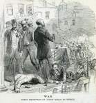 Pro-Confederate mob confronting Pennsylvania's William D. Kelley in Mobile, Alabama, May 14, 1867, artist's impression. 