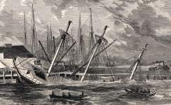 Sinking of the transport ship "Aquila" in San Francisco Harbor, November 24, 1863, artist's impression, detail