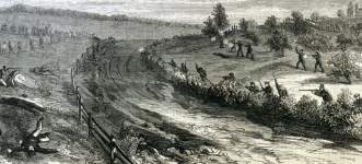 Battle of Ridgeway, Ontario, Canada, June 2, 1866, artist's impression, detail