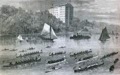 Regatta of New Jersey and New York Boat Clubs, Hudson River, May 16, 1866, artist's impression