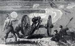 Union forces probe Confederate defenses near Raccoon Ford, Virginia, September 14, 1863, artist's impression, detail
