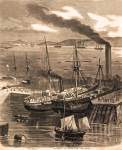 Confederate commerce raider Nashville in dock at Southampton in England, February 1862, artist's impression, zoomable image. 