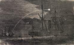 Escape of the C.S.S. Nashville through the Beaufort, North Carolina blockade,  March 17-18, 1862, artist's impression