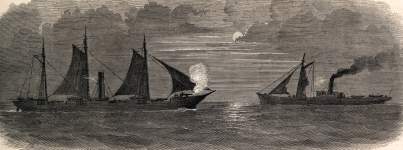 Capture of the blockade-runner "Cherokee" off Charleston, South Carolina, May 9, 1863, artist's impression, zoomable image