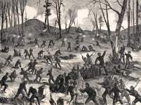 Union advance, Battle of Ringgold, Georgia, November 27, 1863, artist's impression, zoomable image