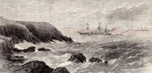 Wreck of the transAtlantic steamer "City of New York," off the Irish coast, March 29, 1864, British artist's impression