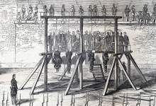 Execution of the Lincoln Assassination Conspirators, Washington D.C., July 7, 1865, artist's impression, detail