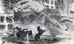 Explosion in Greenwich Street, New York City, November 5, 1865, artist's impression, detail