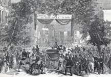 General U.S. Grant arriving at his hometown of Galena, Illinois, August 18, 1865, artist's impression, detail