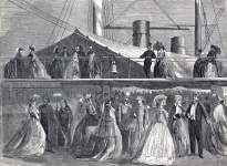 S.S. Great Eastern, Sheerness, England, before departing to relay Atlantic Cable, June 22, 1865, artist's impression
