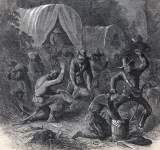 Former Confederate guerrillas attacking a gold shipment, Washington, Georgia, June 1865, artist's impression