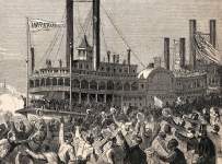 The steamboat "Imperial" docking at New Orleans, Louisiana, July 16, 1863, artist's impression, detail