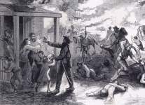 Confederate partisan attack on Lawrence, Kansas, August 21 1863, artist's impression, further detail