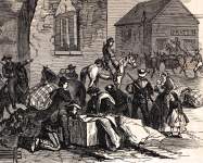 John Hunt Morgan's Confederate raiders looting Salem, Indiana, July 10, 1863, artist's impression, detail