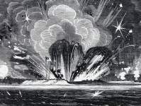 Explosion of the magazine of Fort Moultrie, South Carolina, September 1863, artist's impression, detail