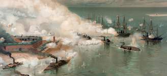 Battle of Mobile Bay, August 5, 1864, artist's impression, 1886, detail
