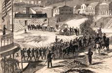 Union troops land and occupy Natchez, Mississippi, July 13, 1863, artist's impression, detail