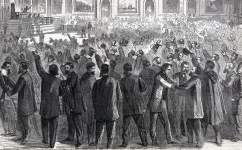 Scenes in the House of Representatives on passage of Thirteenth Amendment, January 31, 1865, artist's impression, detail