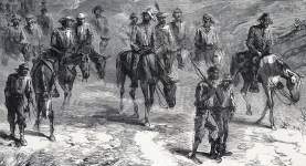 U.S. Cavalry returning from a raid on C.S.A. communications, June 29, 1864, artist's impression, zoomable image, detail