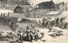 Rioters in Memphis, Tennessee shooting down African-Americans, May 2, 1866, artist's impression, detail
