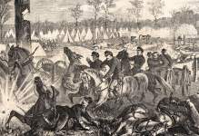 Confederate Advance, Pittsburg Landing, or Shiloh, April 6, 1862, artist's impression, detail