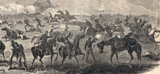 Cavalry skirmish, Upperville, Virginia, June 21, 1863, artist's impression, detail