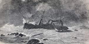 Wreck of the S.S. Golden Rule, Caribbean Sea, May 30, 1865, artist's impression