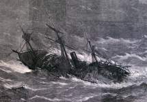 Sinking of the S.S. London, off the coast of Spain, January 11, 1866, artist's impression, detail