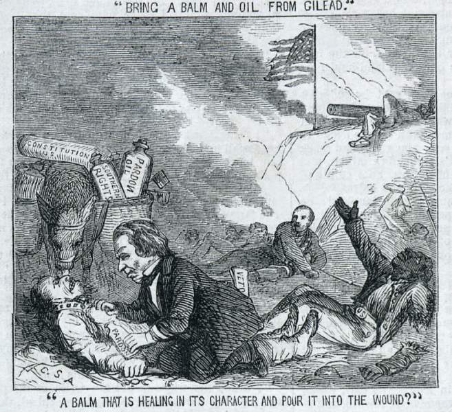 "Balm of Gilead..." from "Andy's Trip," Harper's Weekly Magazine, October 27, 1866, artist's impression, zoomable image.