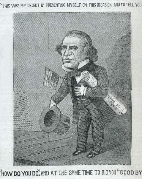 "Goodbye..." from "Andy's Trip," Harper's Weekly Magazine, October 27, 1866, artist's impression, zoomable image.