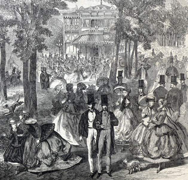 The Bois de Boulogne, Paris, summer 1866, artist's impression, detail.