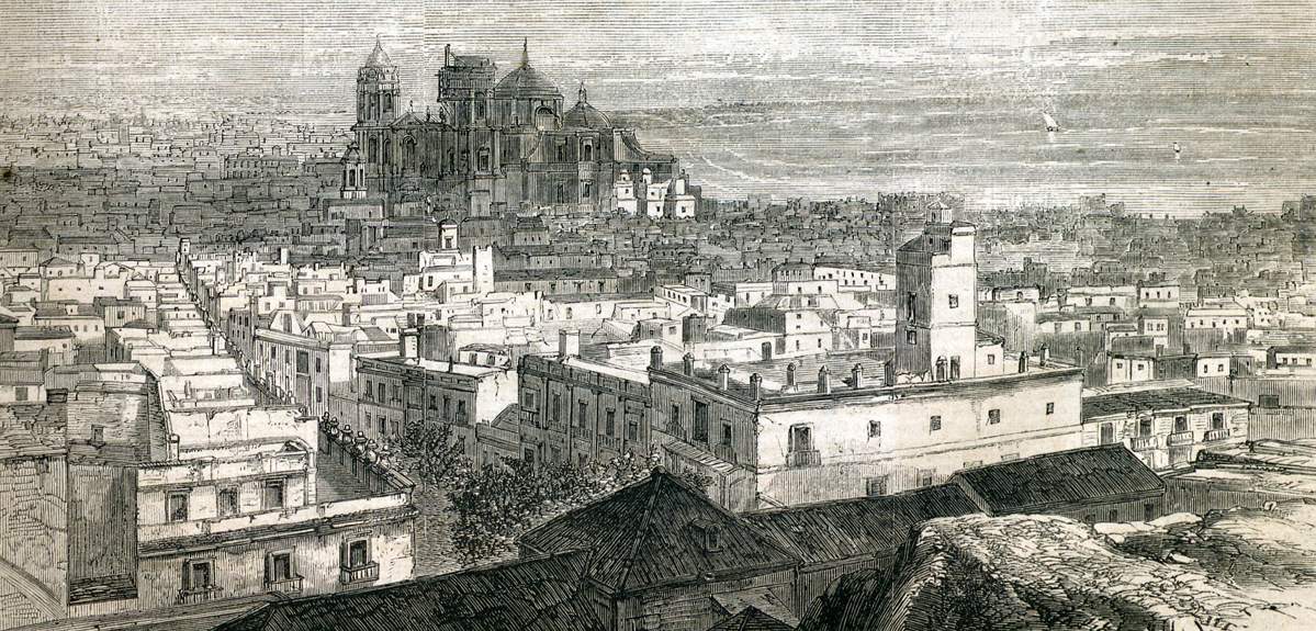 Cadiz, Spain, circa 1867, artist's impression.