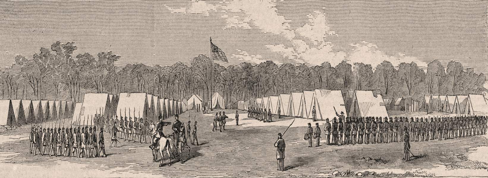 Camp Saxton, Port Royal, South Carolina, November 1862, artist's impression, zoomable image.