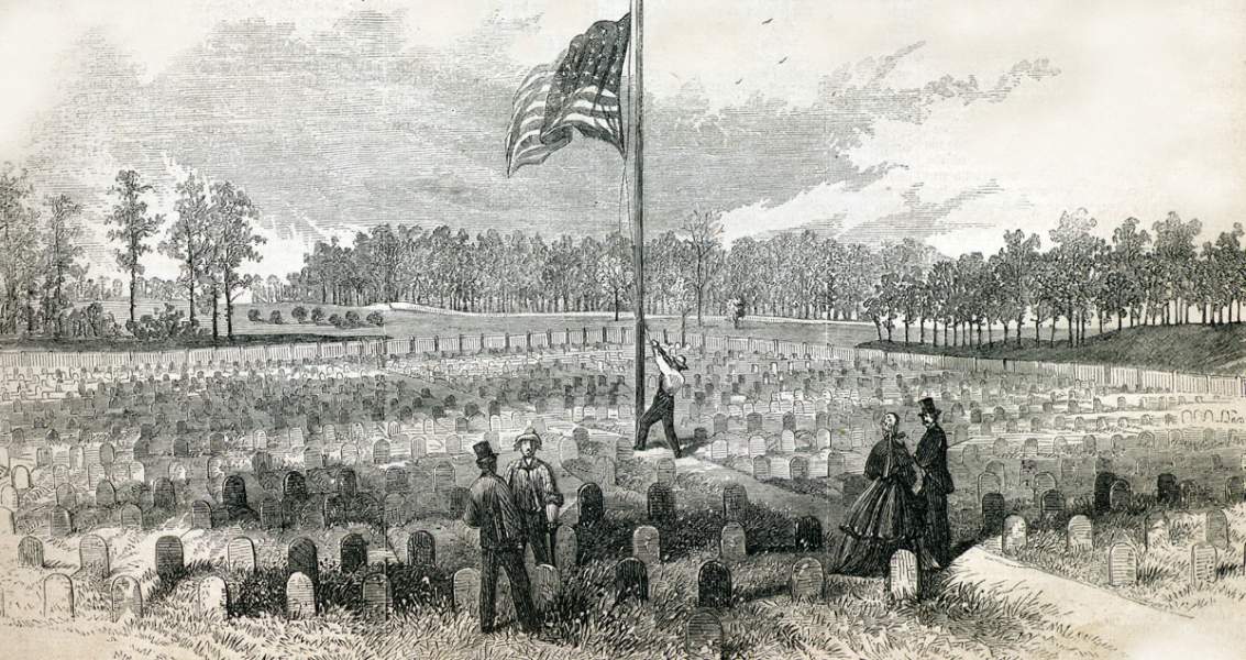 United States Military Cemetery, Cold Harbor, Virginia, April 1867, artist's impression.