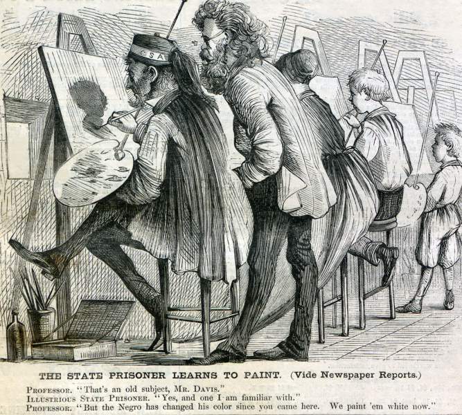 "The State Prisoner Learns How To Paint," cartoon, Harper's Weekly Magazine, April 27, 1867. 