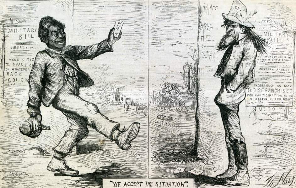 Thomas Nast, "We Accept the Situation," cartoon, Harper's Weekly Magazine, April 13, 1867. 